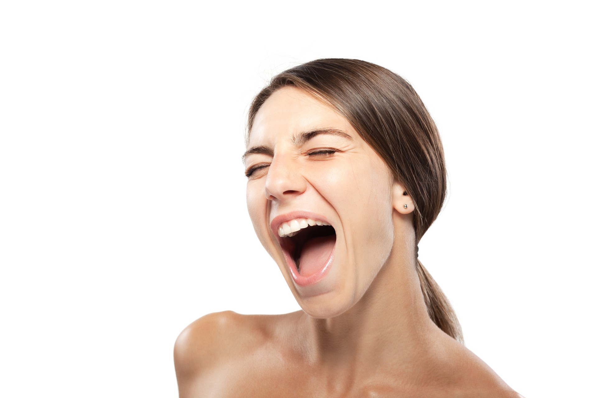 Woman expressing pleasure during an orgasm